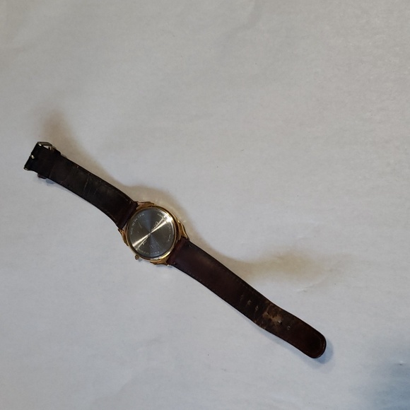 Alfred Sung Women's Watch. Goldtone with Brown Band. - Picture 2 of 4